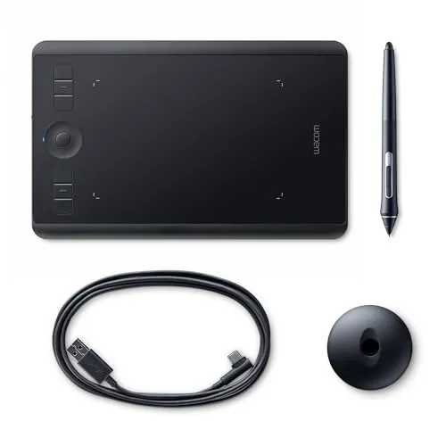 Wacom PTH460K1B Intuos Pro S Grafischer Stift bis zu 8000 Stufen, Größe S, schwarz, klein