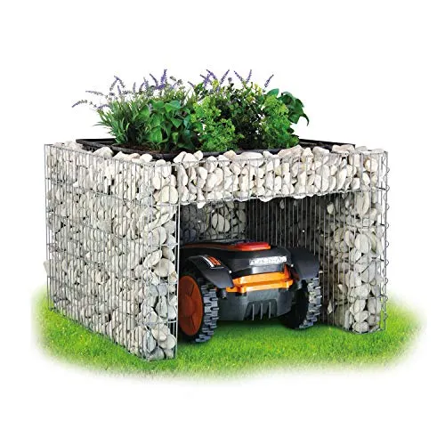 bellissa Gabionen Mähroboter-Garage 97296 - Zubehör für elektrische Gartenwerkzeuge - Bepflanzbare Garage für Rasenmäher-Roboter, schützt vor Wetter und Schmutz, kombiniert Funktionalität mit dekorativer Gestaltung.