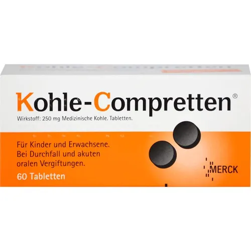 Kohle-Compretten - Praktische Kohle-Compretten zur Unterstützung der Verdauung, ideal bei Durchfall und zur Bindung von Stoffen. Für eine schnelle und effektive Anwendung.
