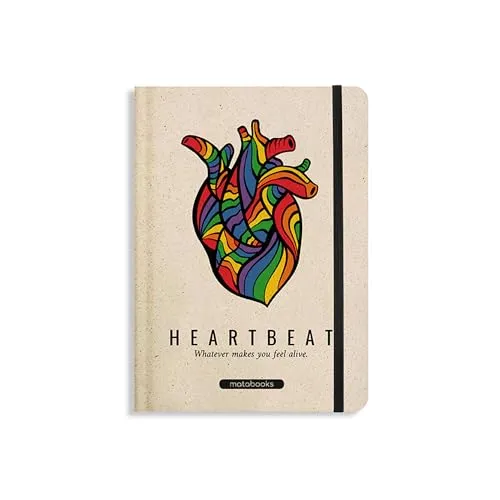 Matabooks, nachhaltige und vegane Notizbücher A5 aus Süßgraspapier, Nari, 138 Seiten, Natur, Handmade, Made in Germany (Heartbeat)