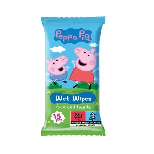 Feuchttücher für Gesicht und Hände - Peppa Pig Erdbeere 15 Stück - Duschlotionen & Duschgels, sanfte Pflege mit frischem Erdbeerduft für die ganze Familie.