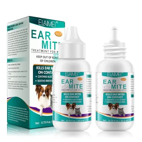 JSBNQRMZ Ohrmilbenöl Hund & Katze,2pcs Ohrentropfen für Hunde,Milbenspray Hunde Sanfte Pflege bei Ohrmilben,Ohrentropfen Milben,Juckreiz im Ohr,Ausfluss,Ohrentropfen Milben,Ohrenreiniger