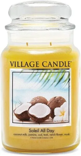 Soleil All Day 602g - Duftkerze für tropisches Flair - Kerze mit einem verführerischen Duft von Neroliblüten, Kokosmilch und Jasmin, die Ihr Zuhause in eine Oase der Entspannung verwandelt.