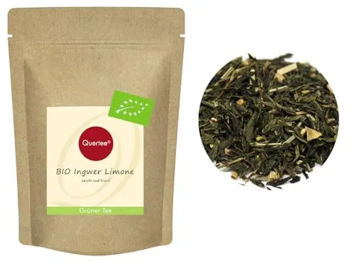 Quertee BIO Grüner Tee – „Ingwer Limone“ – Biotee mit erfrischend, leichtem Limonen Geschmack (200 g)