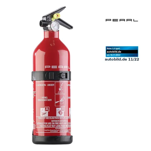 PEARL Autofeuerlöscher: Kompakter Mini-Feuerlöscher für Kfz - Feuerlöscher für Brandklassen A, B, C, ideal für Auto, Küche und Camping. Leichte Anwendung, handlich und effektiv mit 1 kg Löschmittel. Ideal bei Temperaturen von -30 bis 60 °C.