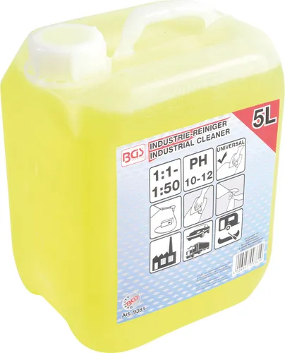 BGS Universal-Industriereiniger 5 l - Reinigungsmittel für vielseitige Anwendungen, hochkonzentriert und ideal für Werkstätten, Maschinen und mehr - Mischungsverhältnis bis 1:50.