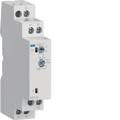 Hager EZF100 Zeitrelais - Sonstige Elektroinstallationsartikel, rückfallverzögert mit Steuerkontakt, ideal für präzise Ausschaltverzögerungen und einfache Zeiteinstellungen.