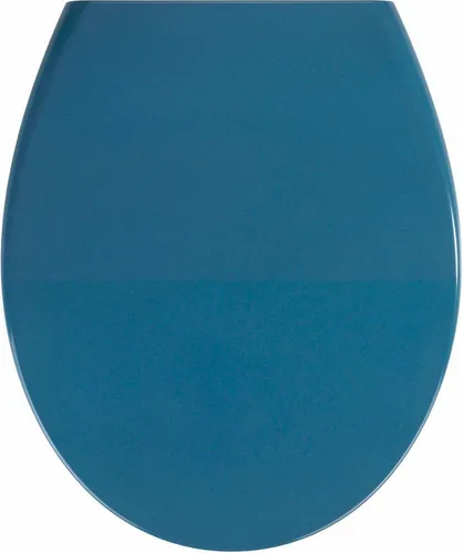 WENKO WC-Sitz Samos Slate-Blue - Hygienischer Toilettensitz mit Absenkautomatik, antibakterielles Duroplast und einfache Reinigung durch Fix-Clip Befestigung