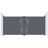 Casanoov Flügeltor Elektrisch Veleta 350x160cm - Elegantes Doppelflügeltor aus grauem Aluminium mit einem leistungsstarken Motor für einen einfachen Zugang. Ideal für den Außenbereich und kombiniert Funktionalität mit ansprechendem Design.