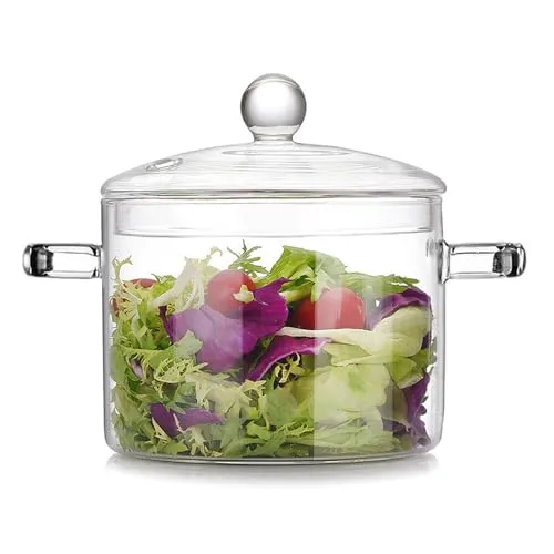AnaTI Glastopf Kochtopf 1400ML mit Deckel – Hochtemperaturbeständiger Glas-Suppentopf - Der 1,4-Liter Glastopf aus hochwertigem Borosilikatglas ist ideal zum Kochen von Suppen und kleinen Portionen. Mit Doppelgriff und hitzebeständig, perfekt für vielseitige Einsatzmöglichkeiten in der Küche.