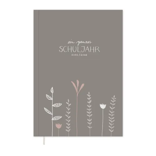 Eine der Guten Verlag Lehrerkalender Lehrerplaner 2025 2026 - A5, grau rosa, 1 Doppelseite / Woche, Schuljahr 25/26, 224 S. Softcover, klimaneutral