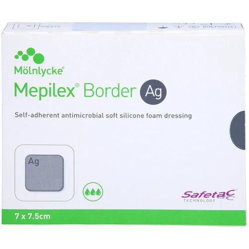 Mepilex Border Ag Schaumverband 7 x 7,5 cm - 5 Stück, antibakterieller Schutz für optimale Wundheilung