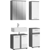 Badmöbel-Set Blake Hochglanz Weiß 114 cm - Elegantes 4-teiliges Badmöbel-Set mit Hochglanzfronten und strapazierfähiger Oberfläche. Ideal für zeitloses Badezimmerdesign und leicht zu reinigen.