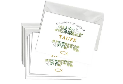 Briefzauber Einladungskarten 12x Taufe Einladungskarten mit 12x Umschlägen