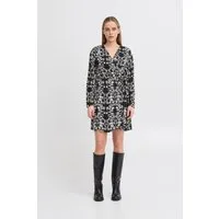 IHGOCINA Wickelkleid im Loose Fit - Elegantes Wickelkleid mit V-Ausschnitt und langen Ärmeln, ideal für festliche Anlässe. Das florale Muster und die luftige Silhouette sorgen für einen besonderen Look.