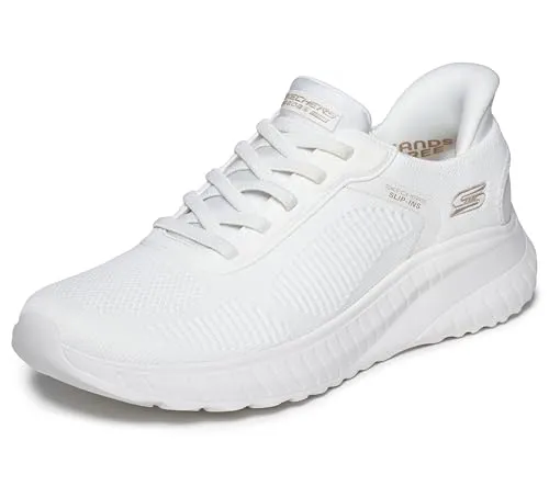 Skechers Slip-Ins Bobs Squad Chaos Current Muse Damen Sneaker Offwhite - Sneaker für Damen mit Hands Free Slip-ins® Technologie für einfaches Anziehen. Atmungsaktives Mesh-Obermaterial und gepolsterte Memory Foam-Innensohle sorgen für optimalen Komfort und Stil.