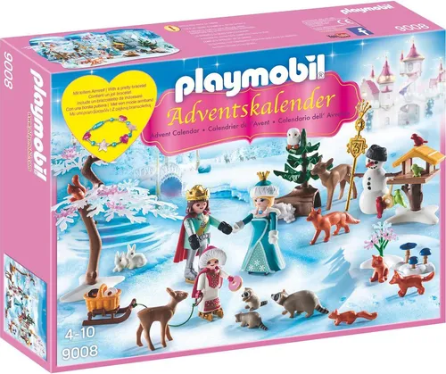 PLAYMOBIL 9008 Adventskalender "Eislaufprinzessin im Schlosspark" - Adventskalender für Mädchen ab 4 Jahren mit bezauberndem Prinzessinnenthema, inklusive einem tollen Armband und einer fröhlichen Figurenset der königlichen Familie. Ideal für die Weihnachtszeit!