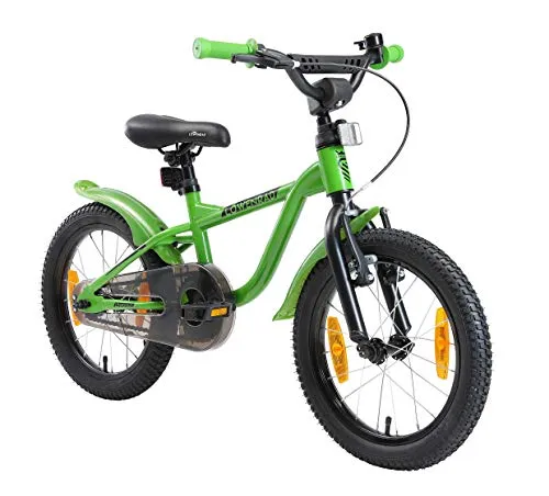 LÖWENRAD Kinder Fahrrad 16 Zoll - Grün - Kinderfahrzeug für 4 Jahre und älter, leichtes Aluminium, ergonomisch einstellbarer Sattel und Lenker für eine gesunde Entwicklung, ideal für Freude beim Fahren.