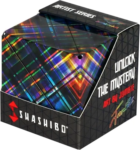 Shashibo Formwechsel-Box – Preisgekrönter, patentierter Zappelwürfel mit 36 Seltenerdmagneten – lässt Sich in über 100 Formen verwandeln (Disco Plaid)