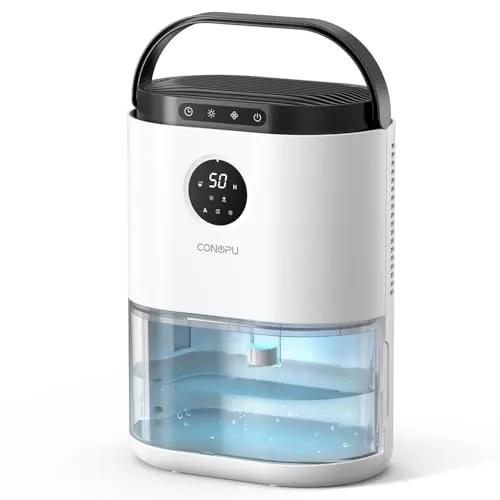 CONOPU 2300ml Elektrischer Luftentfeuchter mit Feuchtigkeitssensor - Luftentfeuchter für Räume von 5-15 m², mit 2300 ml Wassertank und leiser Schlafmodus unter 39 dB für angenehmes Raumklima.