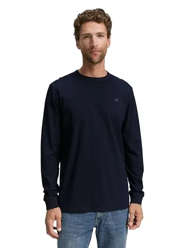 Tom Tailor Herren 1048902 Basic Langarmshirt Aus Baumwolle, 10668 - Sky Captain Blue, 3XL EU