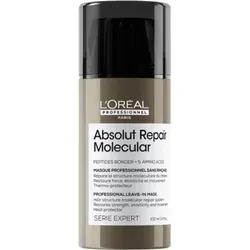 L'OREAL ABSOLUT MOLECULAR Nicht auszuspülende Maske 100ml - Shampoos & Spülungen, stärkt die Haarstruktur von beschädigtem und dünnem Haar, ideal für intensive Pflege ohne Ausspülen.