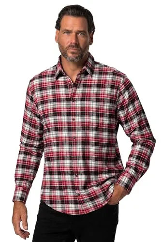 JP 1880 Herren große Größen Übergrößen Menswear L-8XL Karo-Flanellhemd, Langarm, Kentkragen, Modern Fit, bis 8 XL Purpurrot XXL 831529546-XXL