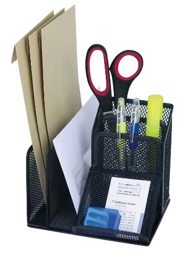 Wedo 65501 Stifteköcher Butler Office (4 Fächer und Schrägablage, Drahtmetall) schwarz