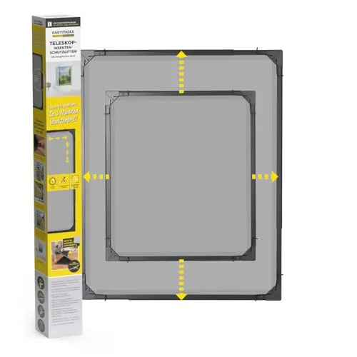 EASYmaxx Insektenschutz-Fensterrahmen Insect Protect - Teleskop-Insektenschutzgitter, anthrazit, 140 cm Breite, einfacher Montage und effektiver Schutz vor Insekten