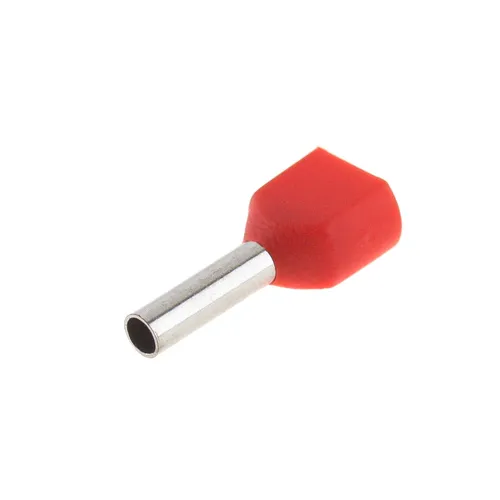 Stk. Zwillings-Aderendhülsen rot 1,00mm² isoliert Twin Endhülsen 1mm² 100