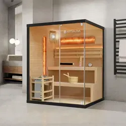 Indoor Sauna Vantaa 150 - Salzstein - Wärmekabinen mit modernem Design und Himalaya-Salzsteinen für ein intensives Spa-Erlebnis. Ideal für deine persönliche Wellness-Oase zuhause.