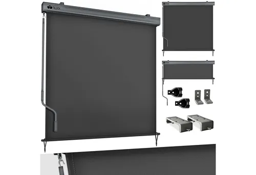 tillvex Senkrechtmarkise ® Anthrazit - Balkonsichtschutz mit wasserfester, reißfester Bespannung für optimalen Sonnenschutz und Wetterschutz, ideal für Balkon oder Terrasse.