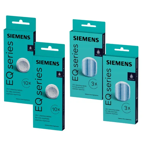 SIEMENS TZ80001 Reinigungs- und Entkalkungstabletten Set - Reinigungsset für Kaffeemaschinen, geeignet für verschiedene Modelle der EQ-Serie. Sorgt für optimale Leistung und Langlebigkeit Ihrer Geräte.