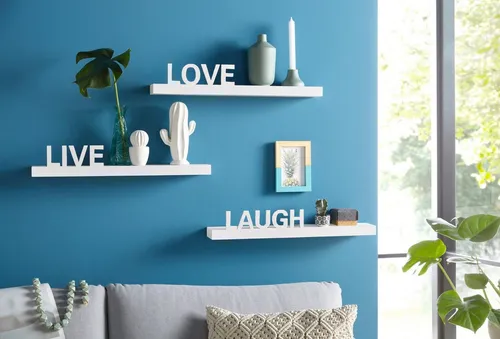 my home Deko-Wandregal Live - Love - Laugh, Set 3-tlg. - Regale mit 3 Ablageflächen aus FSC®-zertifiziertem Holzwerkstoff, ideal für eine stilvolle Wanddekoration in jedem Raum.