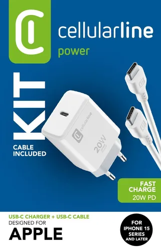 Charger Kit 20W - For iPhone 15 Series 20W Ladegerät Kit für iPhone 15 Serie bestehend aus einem 20W USB-C Ladegerät + einem USB-C Kabel