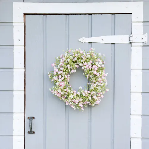 Künstlicher Blumenkranz Türkranz Wanddeko Seidenblumen Ø30cm H6cm ideal für
