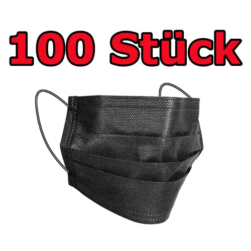 Stück Einwegmaske 3-lagig Atem Mundmaske Schwarz Nasenmaske Befhelfsmaske 100
