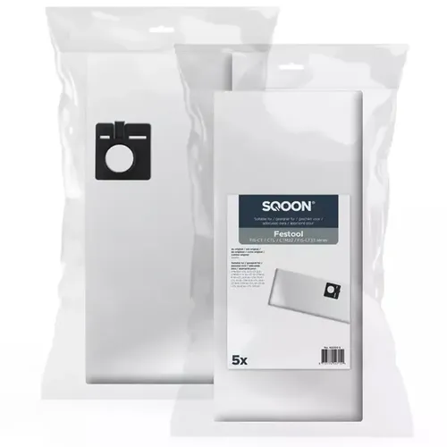 Staubsaugerbeutel SQOON aus Vlies für Festool CTL-22/33 5 Stück, ersetzt Original Festool 452970 (FIS-CT 22/5) 42200-5