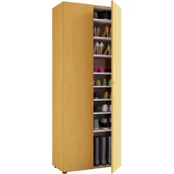 VCM my home Schuhschrank Vandol I, 913072 buche mit 8 Fachböden - Flügeltürenschrank aus robustem Holz mit 8 höhenverstellbaren Fachböden für optimale Schuhorganisation und pflegeleichte Melaminharzbeschichtung.
