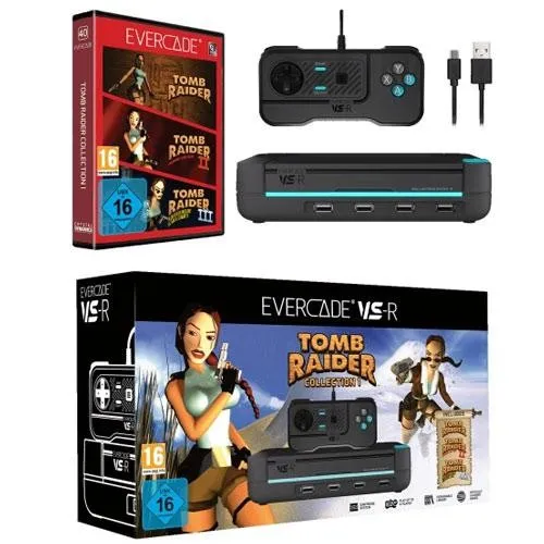 Blaze Evercade VS-R: Retro Spielkonsole mit Tomb Raider Collection - Konsolen mit Wi-Fi-Fähigkeit und 1080p Auflösung, ideal für Retro-Gaming-Fans und Sammler.