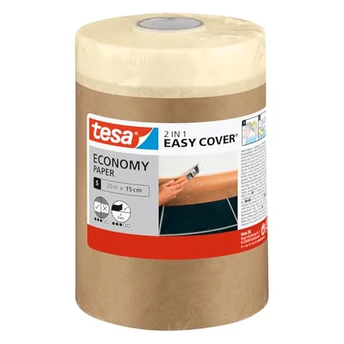 tesa EASY COVER UNIVERSAL S Abdeckpapier 18 cm x 25 m - Hochwertiges Abdeckpapier für sauberes Arbeiten. Ideal für Maler- und Renovierungsprojekte, schützt Oberflächen zuverlässig. Praktische Rolle mit 25 m Länge.