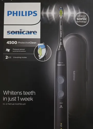 PHILIPS Sonicare HX6830 53 ProtectiveClean 4500 - Elektrische Schallzahnbürste in Schwarz, sanfte Reinigung mit Drucksensor und optimaler Farbabgleich für ein strahlend weißes Lächeln