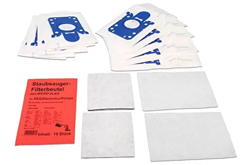 Staubsaugerbeutel Vlies für Philips, AEG, Electrolux - Ultra Silencer, Viva Control, Oxigen, Clario, Excelio, Air Max, 3000 Serie, Powerlife, Performer - Ersatz für Swirl PH86 PH96 10