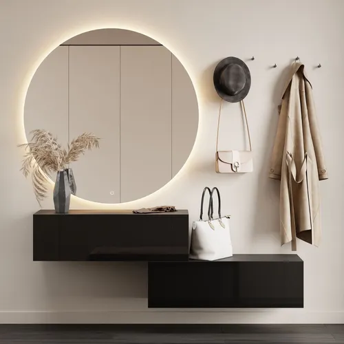 Planetmöbel Garderoben-Set – Flur 100 cm in Schwarz - Garderoben-Set mit vielseitigem Garderobenschrank, wahlweise hängend oder stehend, ideal für einen modernen Flur.