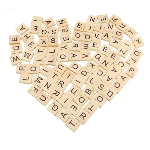 RUOJLING 200 Stück Holzbuchstaben, Buchstaben Holz, Scrabble Buchstaben Holz, Holzbuchstaben Scrabble, A Bis Z, mit Zahlen, für Basteln, Lernen, Buchstabieren, Geschenk, 20 x 18 x 4 mm