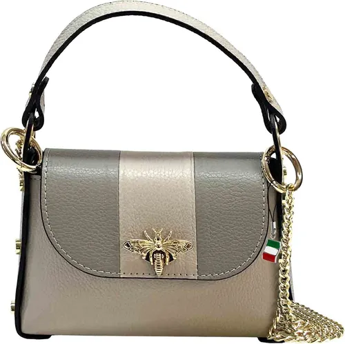 FLORENCE Umhängetasche - Elegante Damen Tasche aus echtem Leder - Umhängetasche aus hochwertigem Kalbsleder, stilvoll in grau hellgrau, ideal für modebewusste Damen. Perfekt für jeden Anlass und Made in Italy.