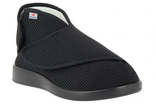 Orthopädische Verbandschuhe Unisex Varomed Mesh Florenz Schwarz (Größe 42) - Hausschuhe mit 3 mm Weichschaumeinlage und Heckverschluss für optimalen Komfort und Unterstützung, ideal für die Genesung.