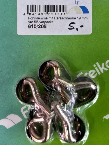 5er Set Frankana Rohrklemme m. Herzschraube 19 mm 610/205