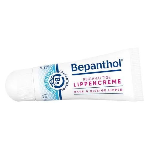 Bepanthol Reichhaltige Lippencreme für raue, rissige Lippen - Medizinische Körperpflege, spendet intensive Feuchtigkeit und unterstützt die Regeneration für geschmeidige Lippen.