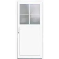 Kunststoff-Nebeneingangstür K 502 Weiß 98 cm x 198 cm - Türen mit optimaler Wärmedämmung und 5-fach Verriegelung für erhöhte Sicherheit. Ideal für Gartenhütten und Gerätehütten.